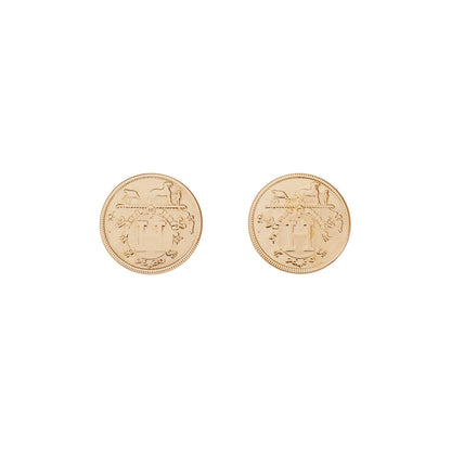 Exclusive Hermes 18K Rose Gold Ex-Libris Earrings — Front View