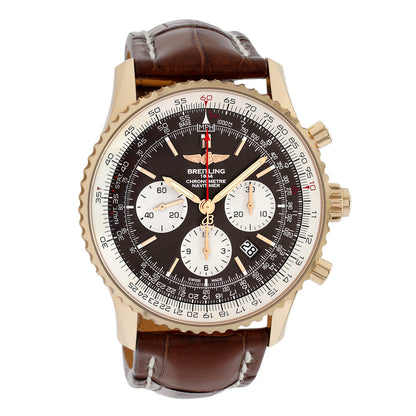Exclusive Breitling 18K Rose Gold Navitimer Rattrapante RB0311 — Front View