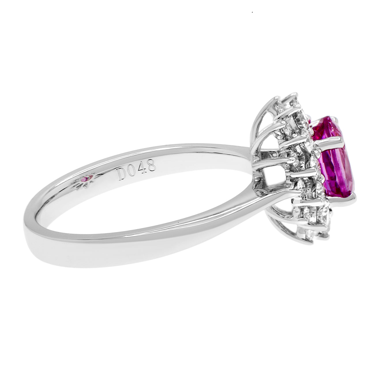 Exclusive 18K White Gold 1.32 Carat Pink Sapphire Ring — 4.5 — Side View