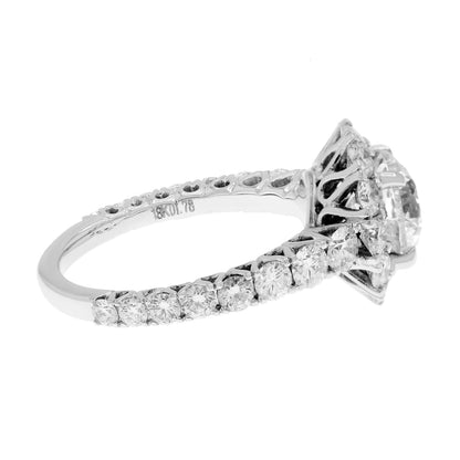 Exclusive 18K White Gold 1.78 Carat Halo Diamond Ring — 5.5 — Side View
