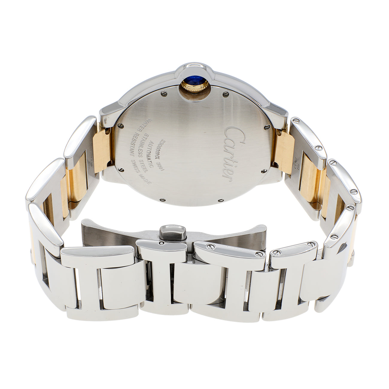 Exclusive Cartier Stainless Steel 18K Yellow Gold Ballon Bleu 42mm Automatic W69009Z3 — Side View