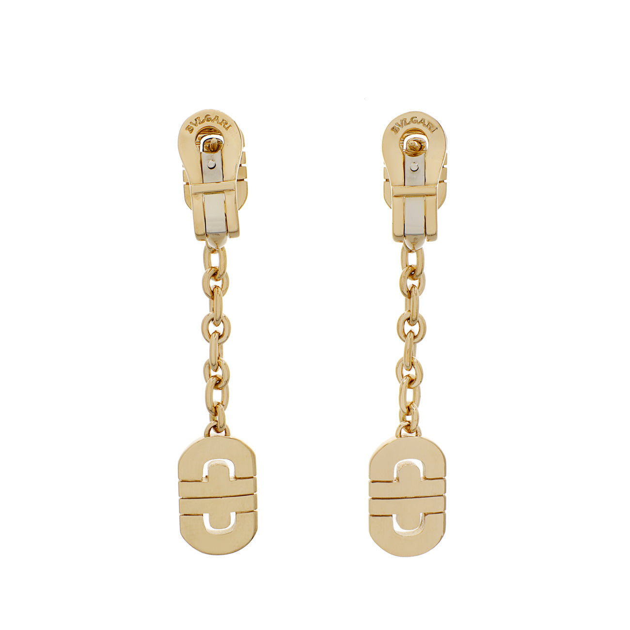 Exclusive Bulgari 18K Yellow Gold Parentesi Drop Earrings — Side View