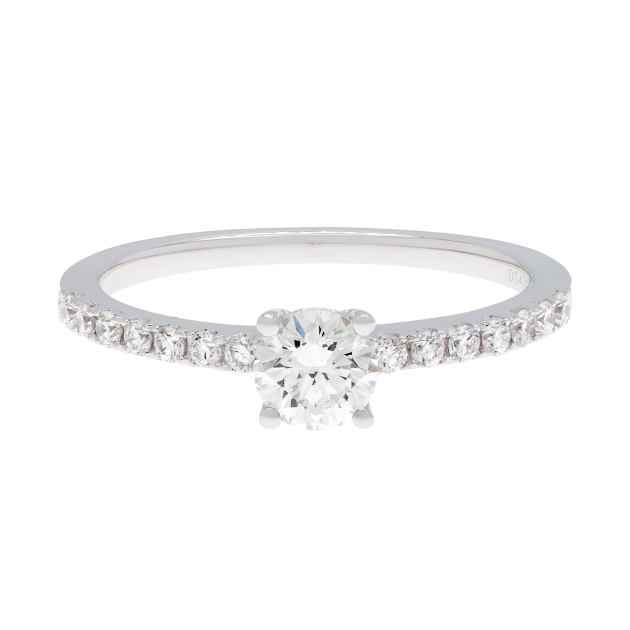 Exclusive 18K White Gold 0.61 Carat Diamond Ring — 5.0 — Front View