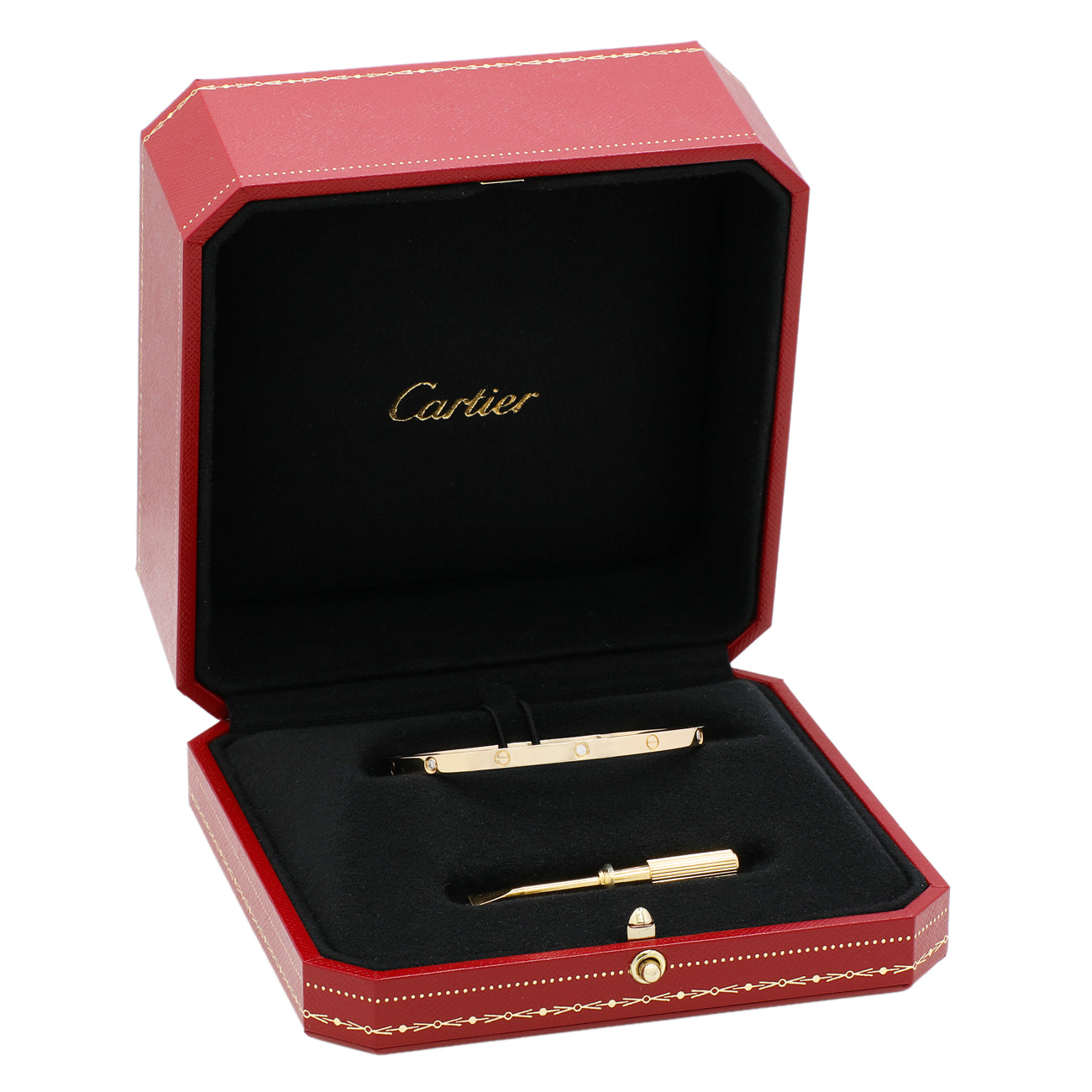 Exclusive Cartier 18K Yellow Gold 6 Diamond Small Love Bracelet — Top View