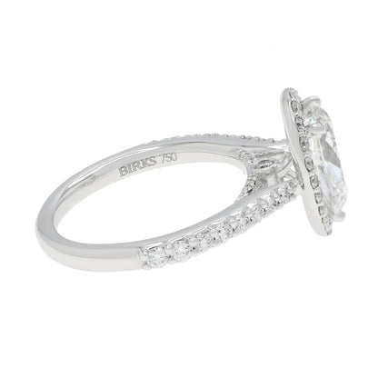 Exclusive 18K White Gold 1.51 Carat Pear Diamond Halo Ring — 3.5 — Side View