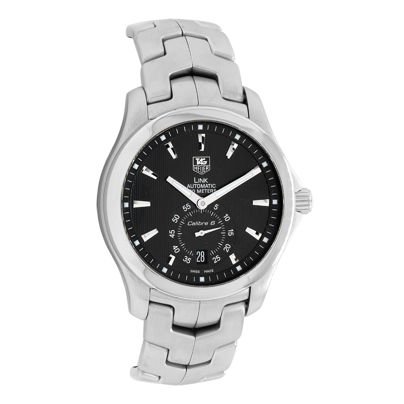 Exclusive Tag Heuer Stainless Steel Link Calibre 6 WJF211A — Front View