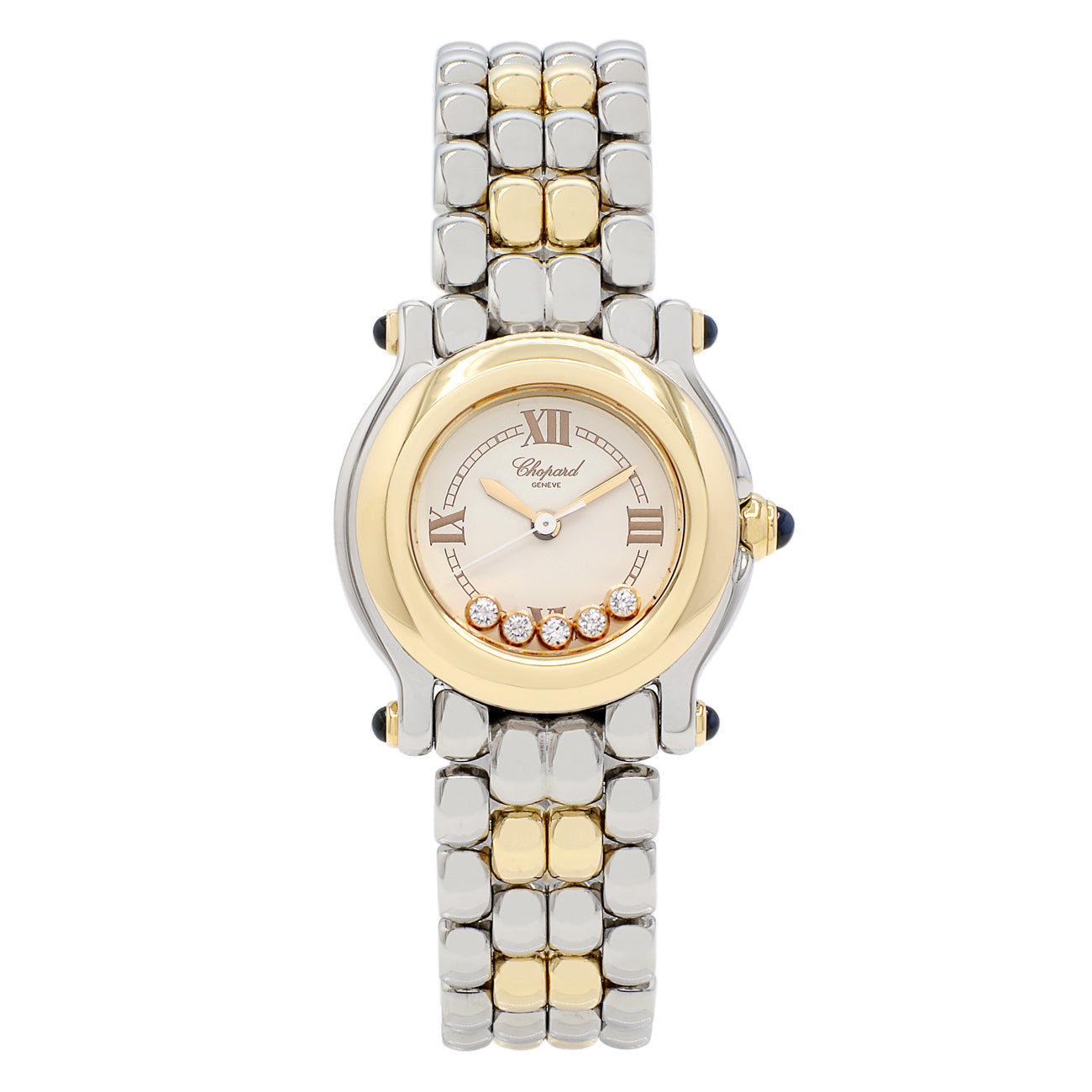 Exclusive Chopard Stainless Steel 18K Yellow Gold 5 Diamond Happy Sport 27/8256-23 — Front View