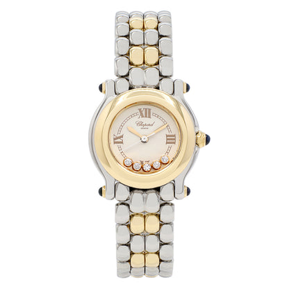 Exclusive Chopard Stainless Steel 18K Yellow Gold 5 Diamond Happy Sport 27/8256-23 — Front View