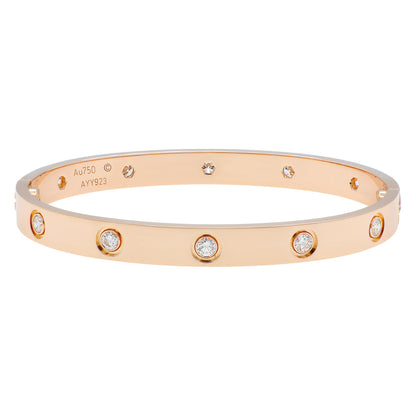Exclusive Cartier 18K Rose Gold 10 Diamond Love Bracelet — Side View