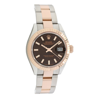 Exclusive Rolex Stainless Steel 18K Rose Gold Datejust 28 279171 — Front View