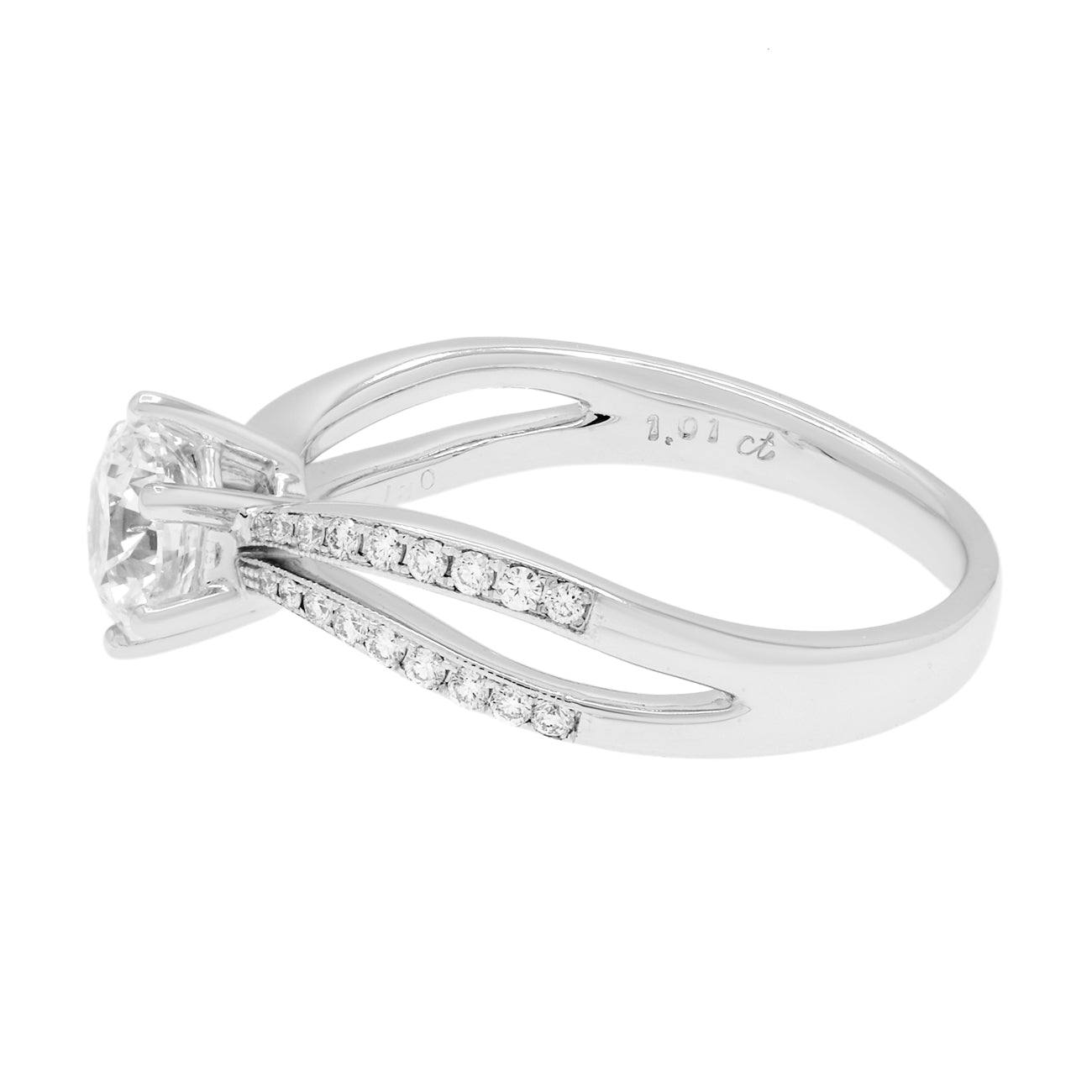Exclusive 18K White Gold 1.01 Carat Diamond Ring — 6.75 — Side View