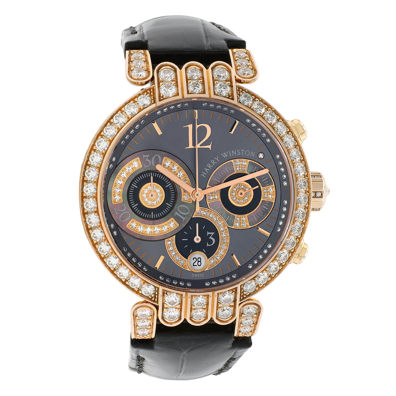 Exclusive Harry Winston 18K Rose Gold Diamond Premier 200-UCA39R — Front View