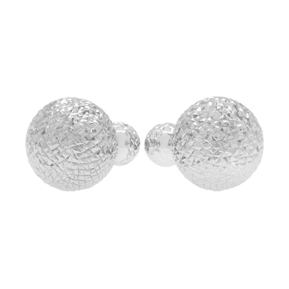 Exclusive 14k White Gold Diamond Cut Sphere Earrings — Side View