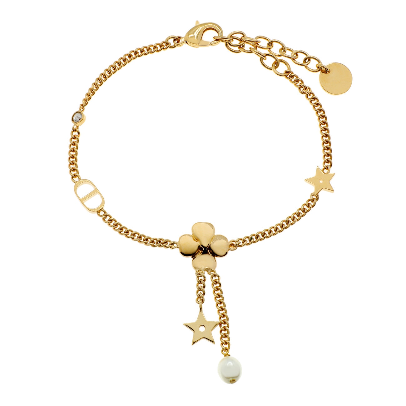 Exclusive Christian Dior CD Crystal Clover Bracelet — Side View