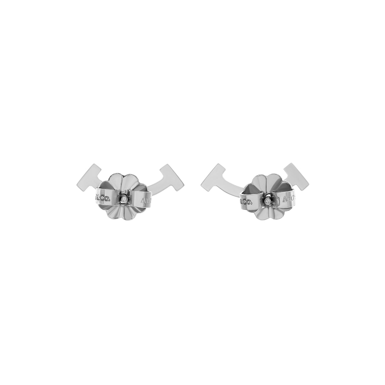 Exclusive Tiffany & Co. 18K White Gold Diamond T Smile Earrings — Side View