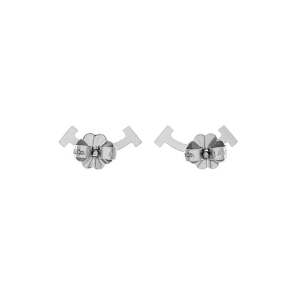 Exclusive Tiffany & Co. 18K White Gold Diamond T Smile Earrings — Side View