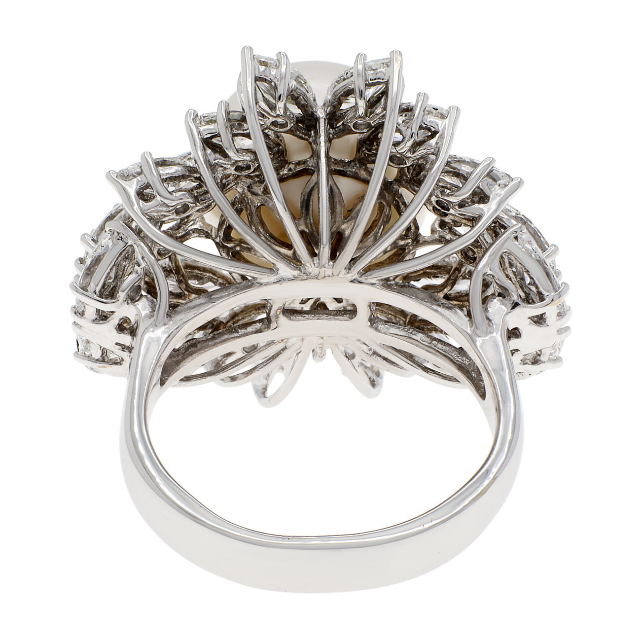 Exclusive 18K White Gold 13.8mm South Sea Pearl Diamond Ring — 6 — Side View