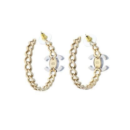 Exclusive Chanel Crystal CC Chain Hoop Earrings — Side View