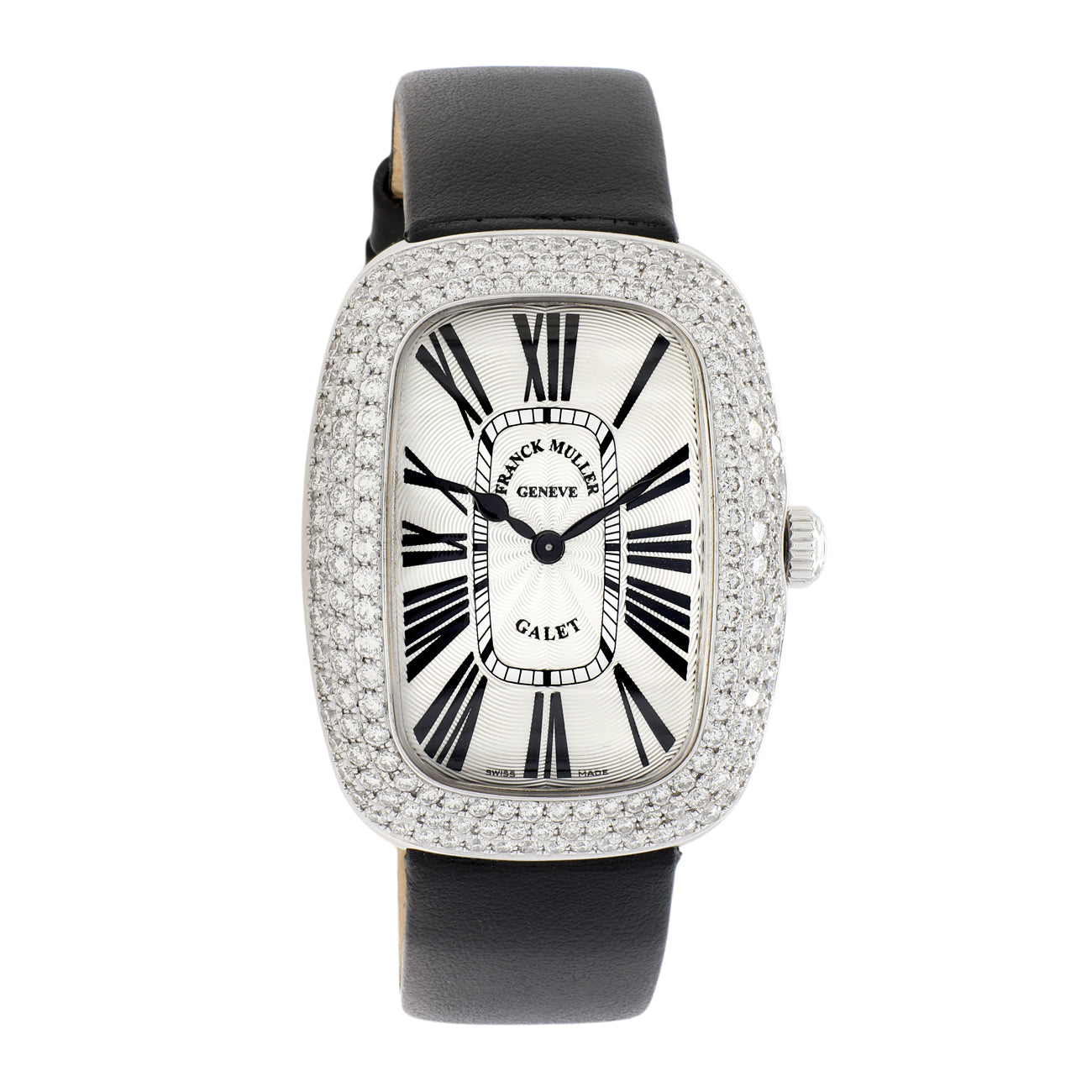 Exclusive Franck Muller Stainless Steel Diamond Galet 3002 L QZ R D3 — Front View