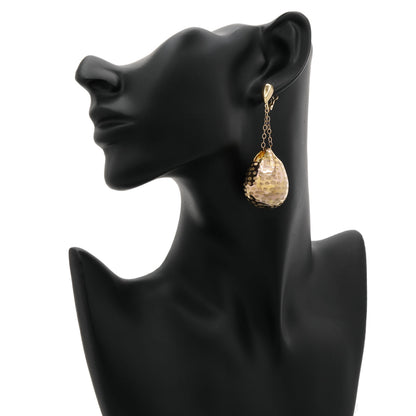 Exclusive 18K Rose Gold Puffed Teardrop Dangle Earrings — Back View