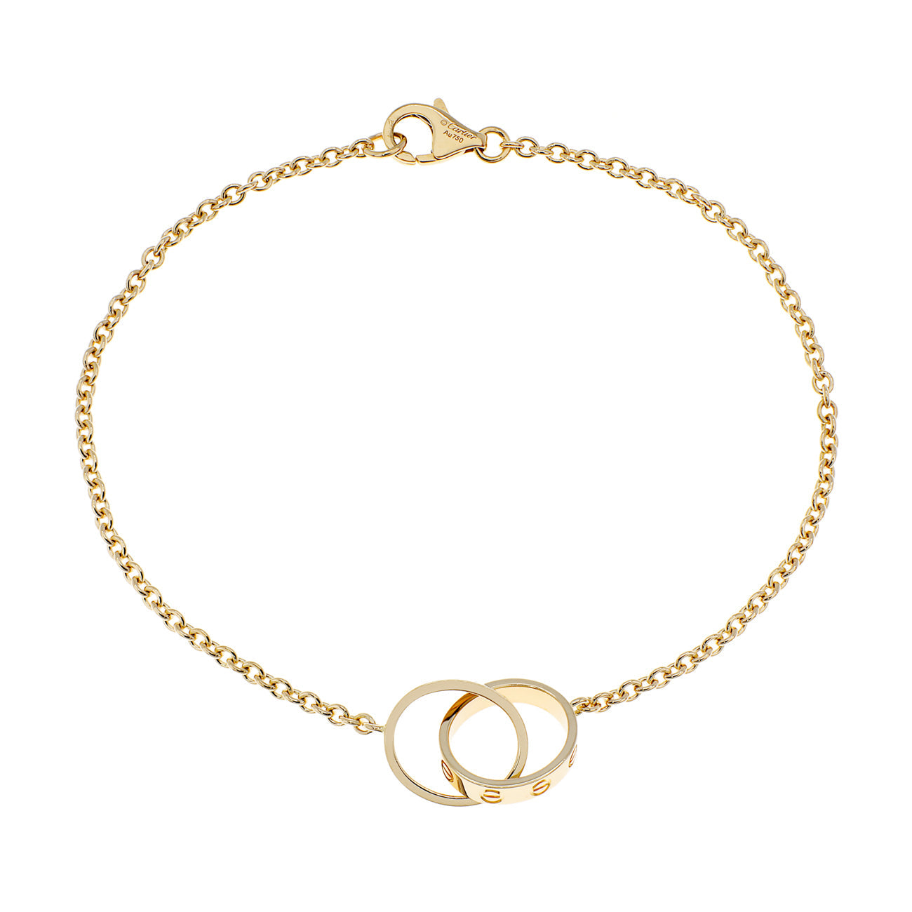 Exclusive Cartier 18K Yellow Gold Love Bracelet on Chain — Front View