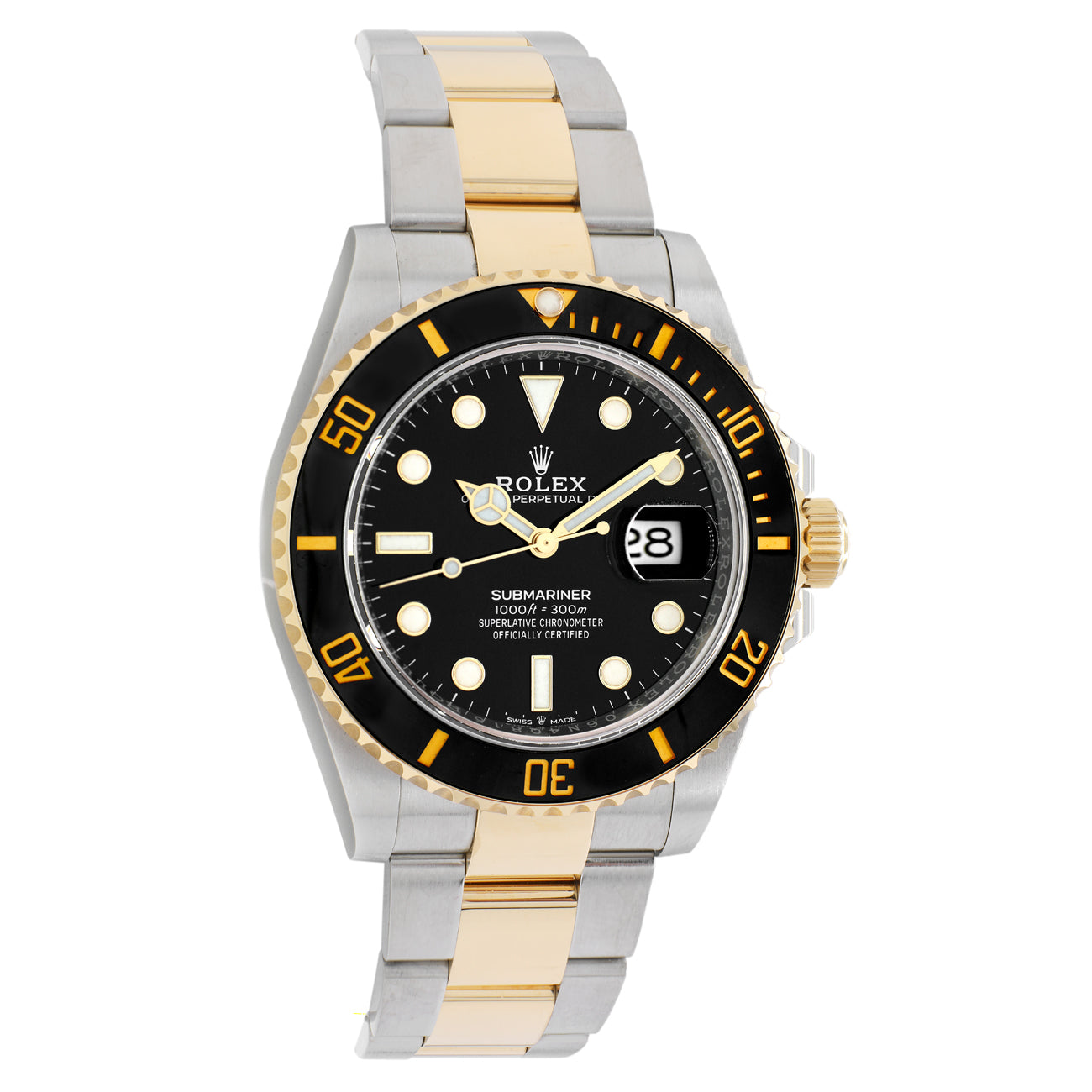 Exclusive Rolex 18K Yellow Gold Stainless Steel Submariner 126613LN — Front View