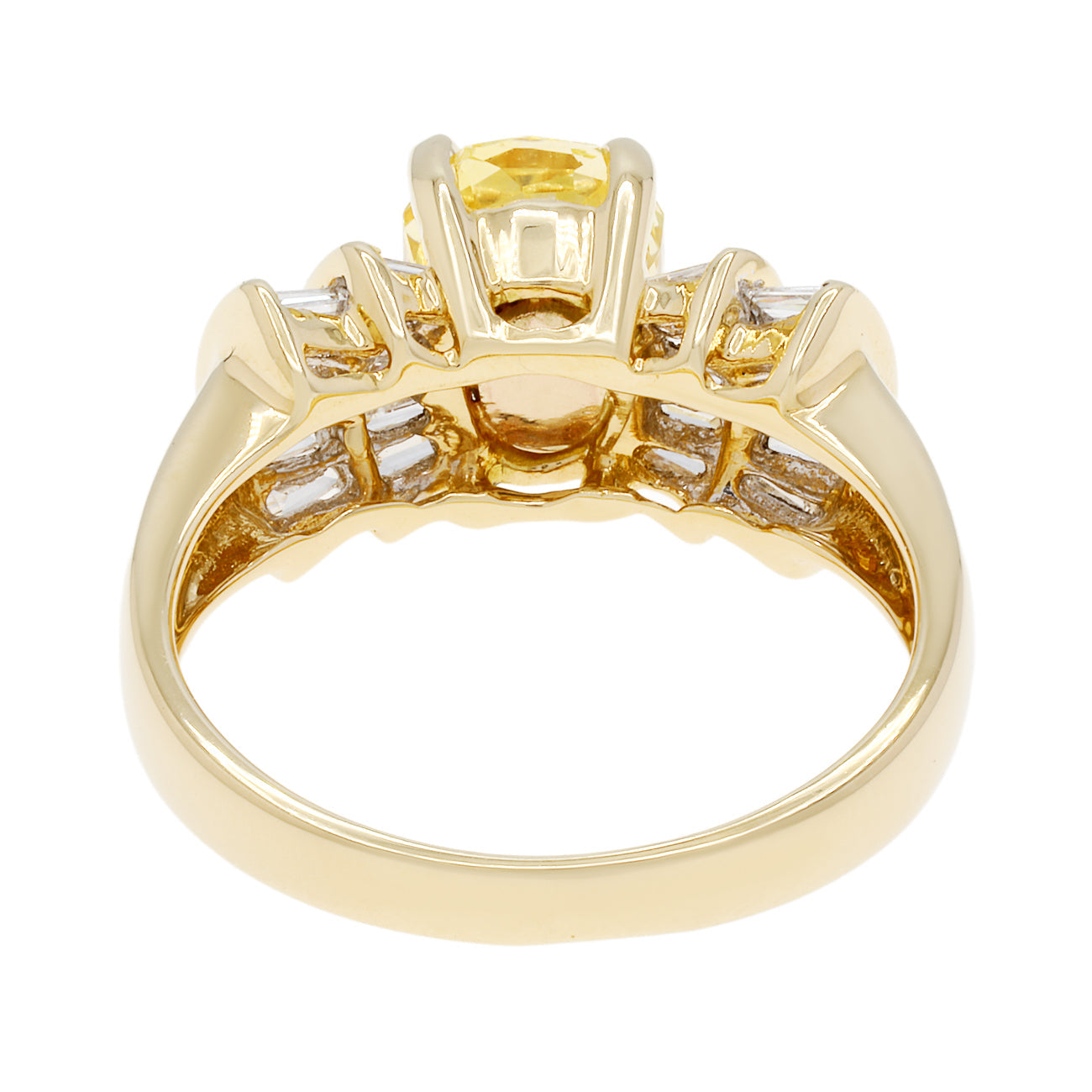 Exclusive 18K Yellow Gold 2.29ct Fancy Yellow Sapphire Diamond Ring — 4.5 — Side View