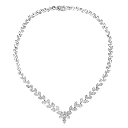 Exclusive 18K White Gold 6.05 Carat Diamond Leaf Necklace — Front View