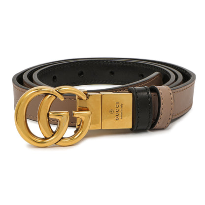 Exclusive Gucci Porcelain Rose/Black Calfskin Double G Reversible 20mm Belt — Back View