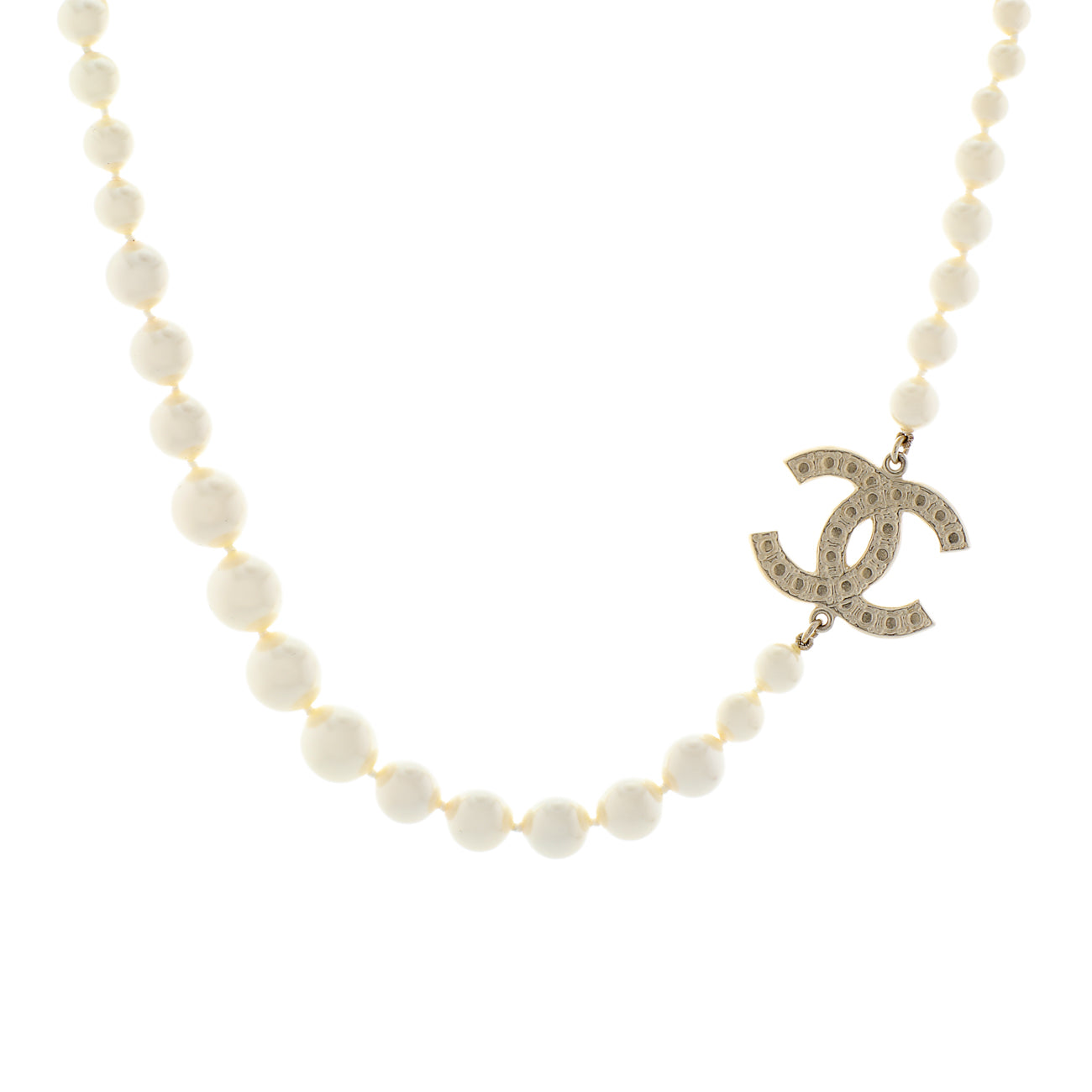Exclusive Chanel Pearl CC Choker Necklace — Side View