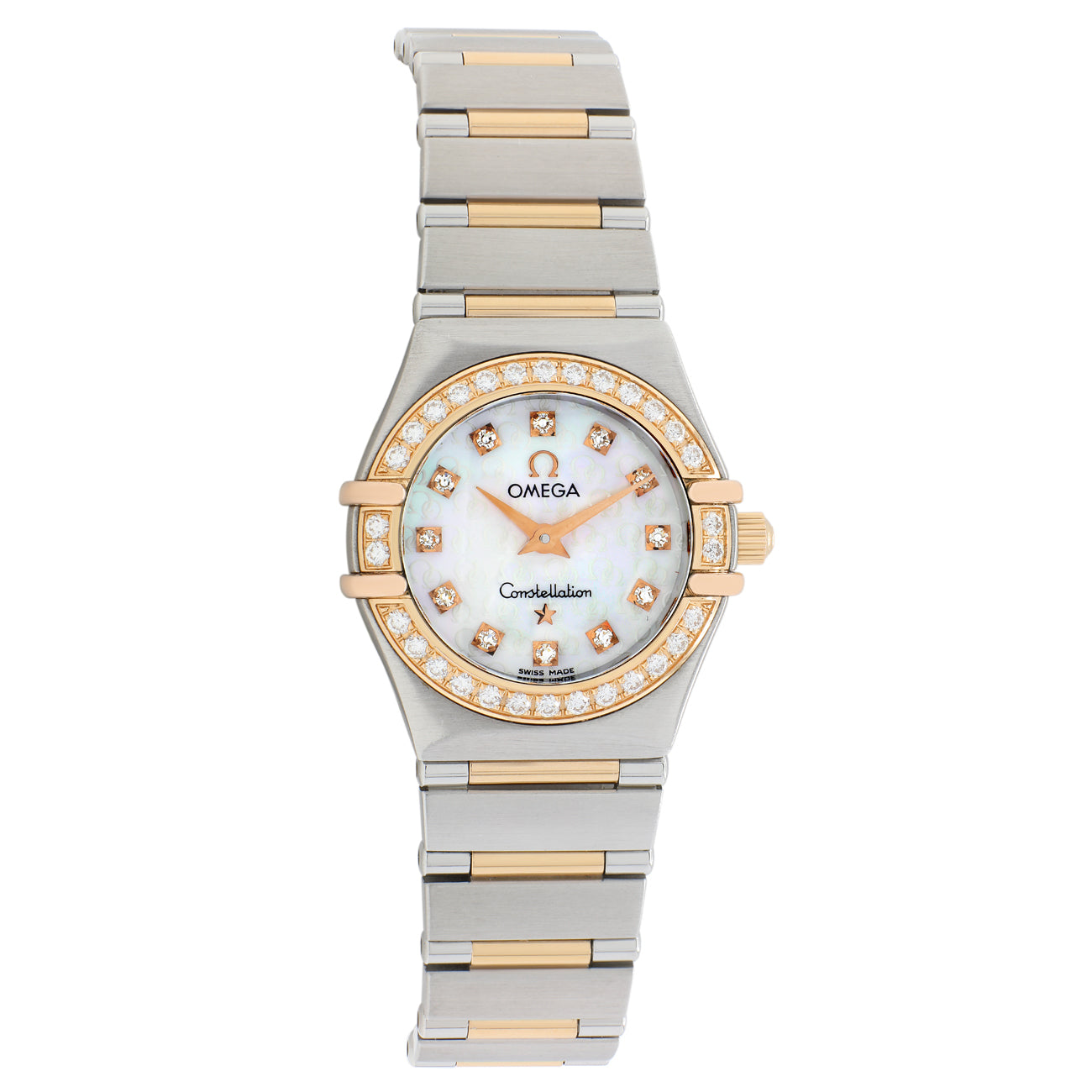 Exclusive Omega Stainless Steel 18K Rose Gold Diamond Constellation 1360.75.00 — Front View