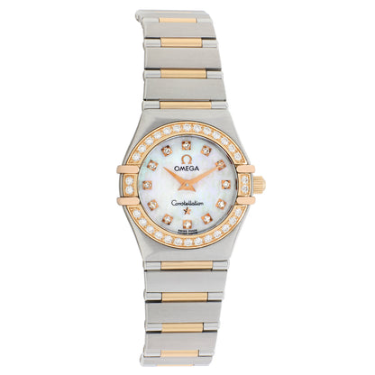Exclusive Omega Stainless Steel 18K Rose Gold Diamond Constellation 1360.75.00 — Front View