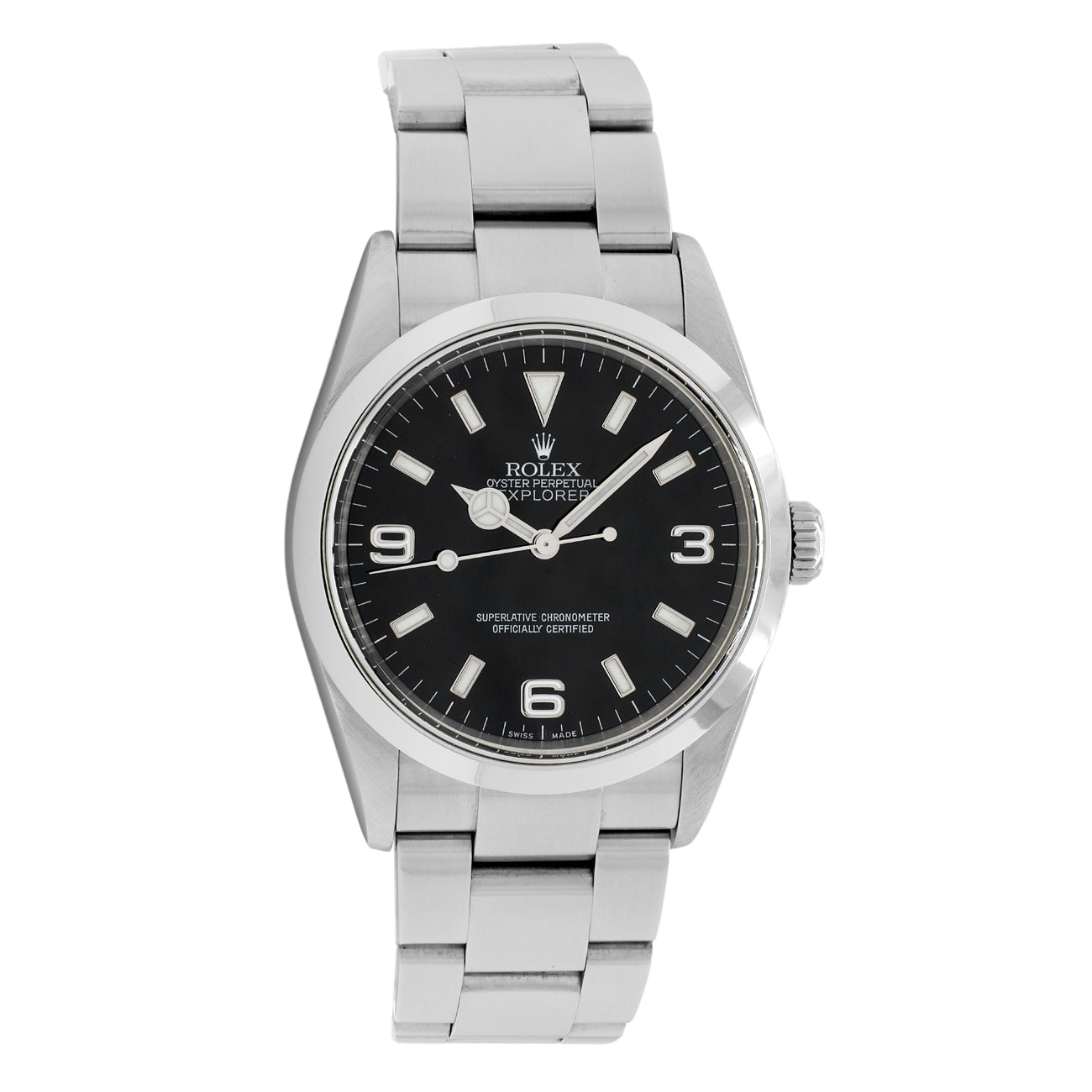 Exclusive Rolex Stainless Steel Explorer I 114270 — Front View