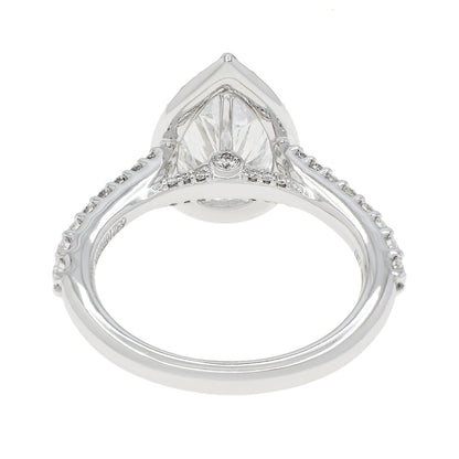 Exclusive 18K White Gold 1.51 Carat Pear Diamond Halo Ring — 3.5 — Back View