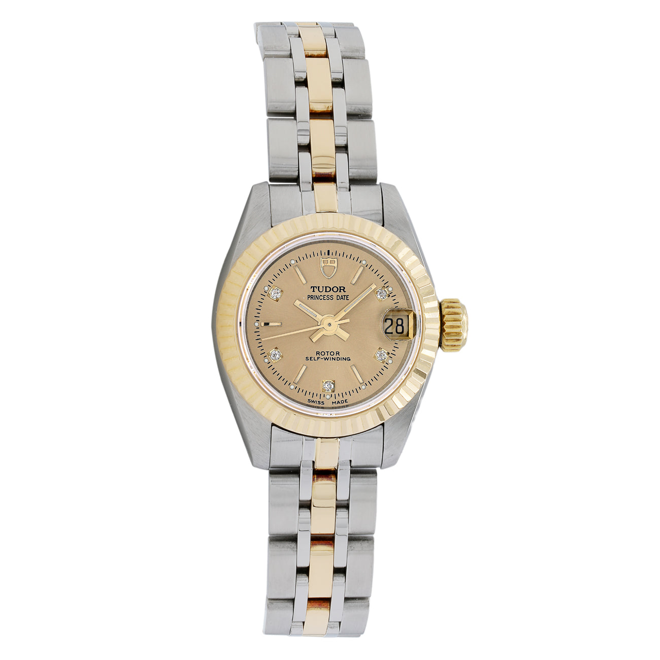 Exclusive Tudor Stainless Steel 18K Yellow Gold Princess Oysterdate 92413 — Front View