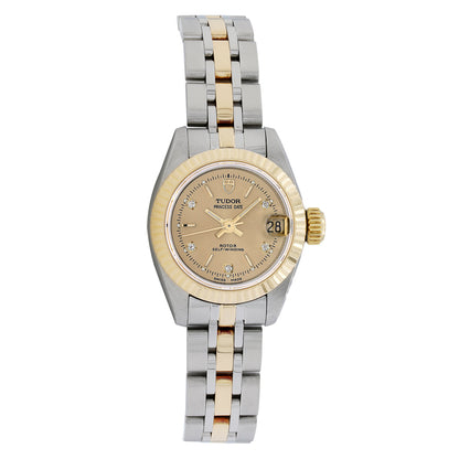 Exclusive Tudor Stainless Steel 18K Yellow Gold Princess Oysterdate 92413 — Front View