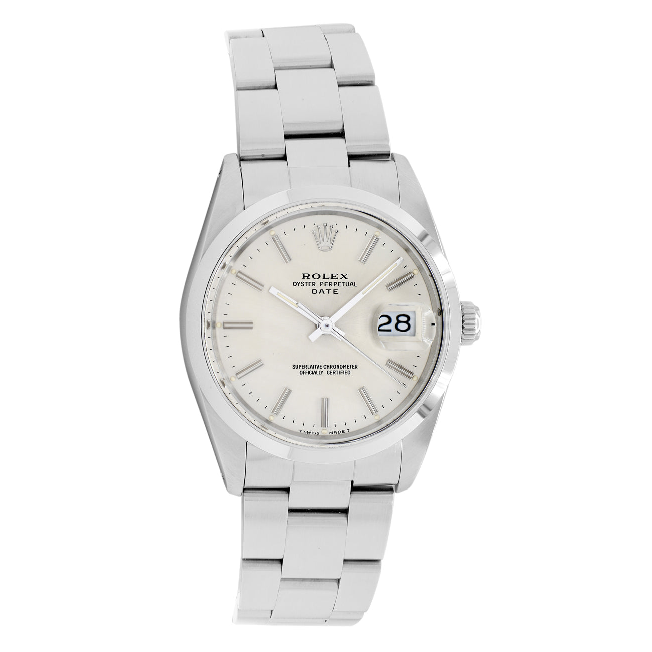 Exclusive Rolex Stainless Steel Oyster Perpetual Date 15000 — Front View
