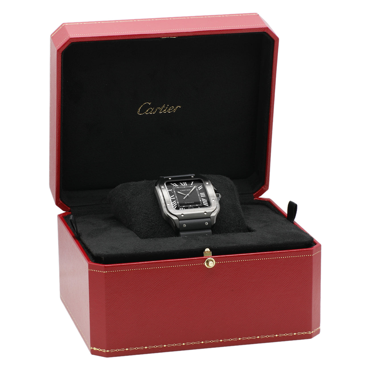 Exclusive Cartier Stainless Steel ADLC Santos de Cartier WSSA0039 — Detail View