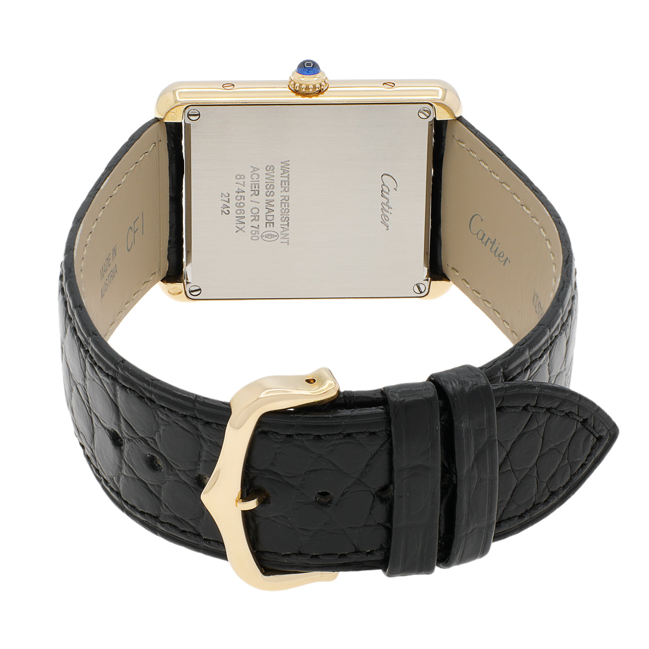 Exclusive Cartier 18K Yellow Gold Large Tank Solo Quartz W1018855 — Side View