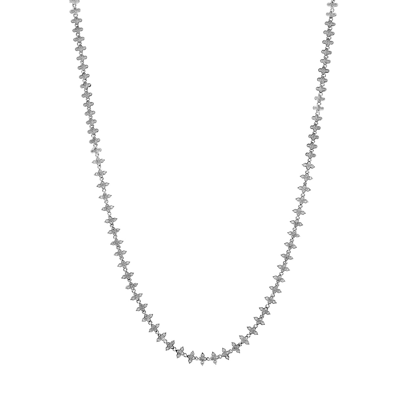 Exclusive 14K White Gold 2.46 Carat Quatrefoil Diamond Necklace — Side View