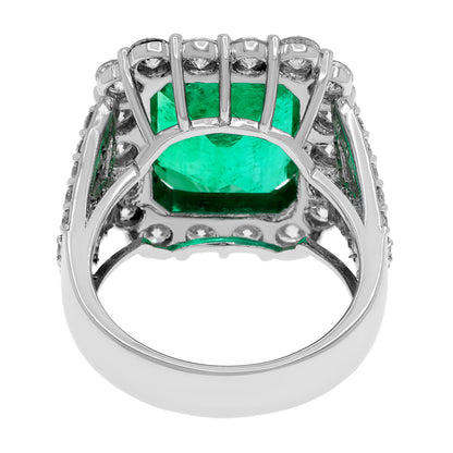 Exclusive Platinum 7.54 Carat Emerald Diamond Ring — 5.5 — Back View