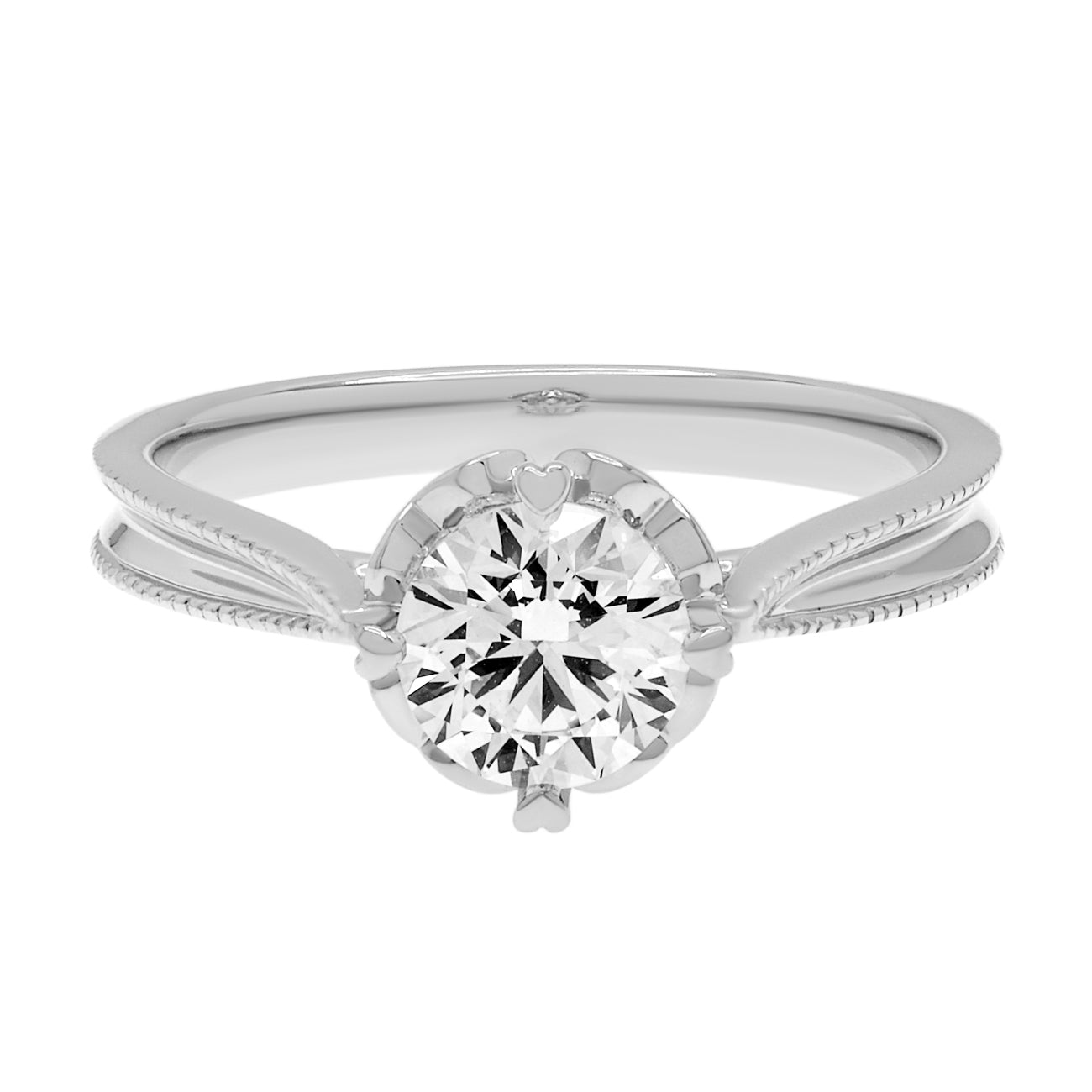 Exclusive 18K White Gold 0.70 Carat Diamond Solitaire Ring — 4.25 — Front View