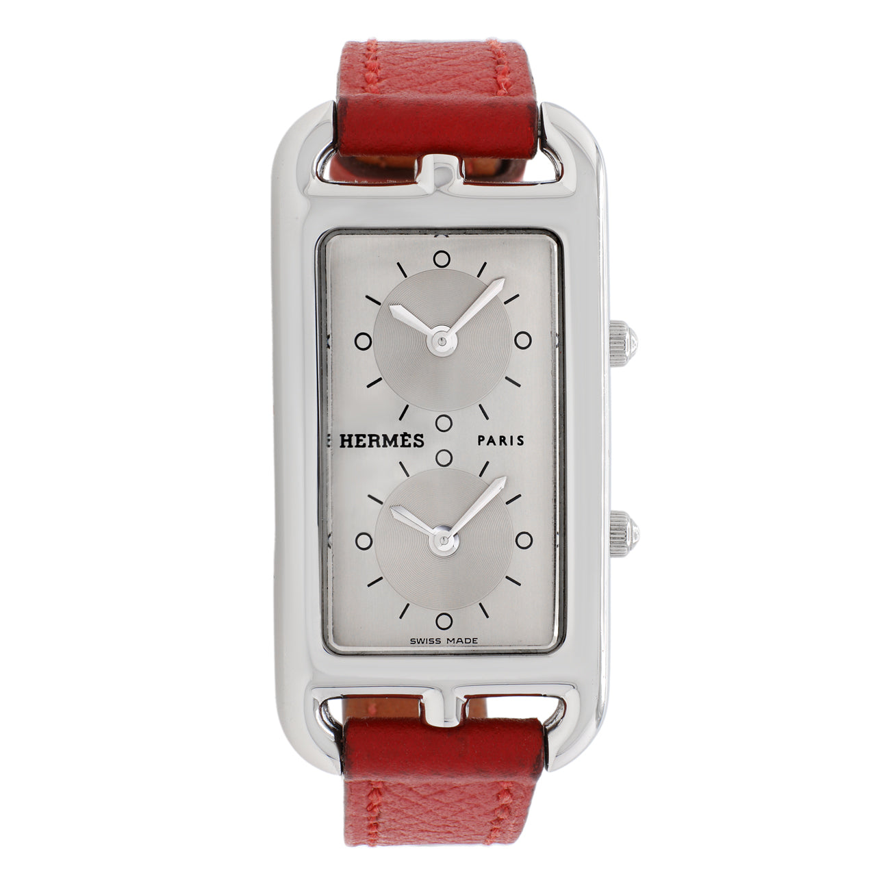 Exclusive Hermes Stainless Steel Cape Cod Dual Time CC3-210 Quartz Watch — Front View