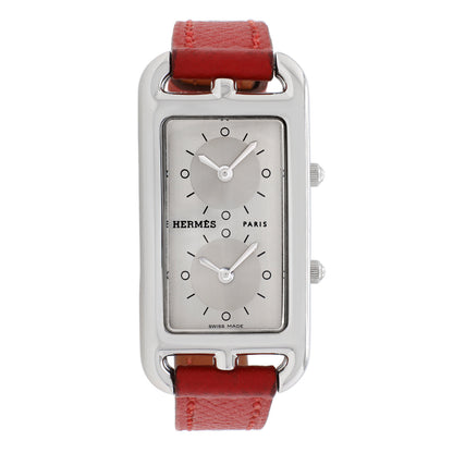 Exclusive Hermes Stainless Steel Cape Cod Dual Time CC3-210 Quartz Watch — Front View