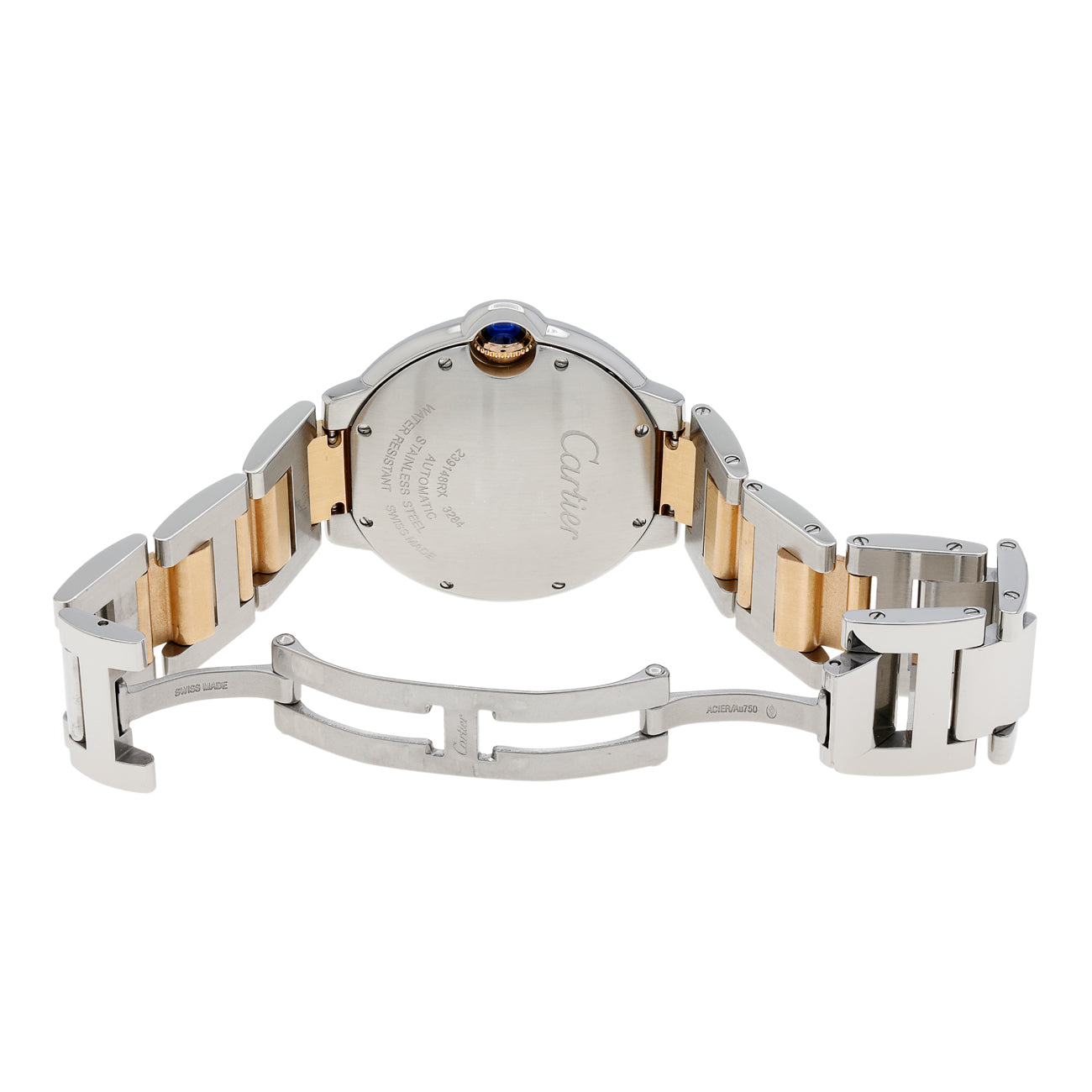 Exclusive Cartier Stainless Steel 18K Rose Gold Ballon Bleu 36mm W6920033 — Top View
