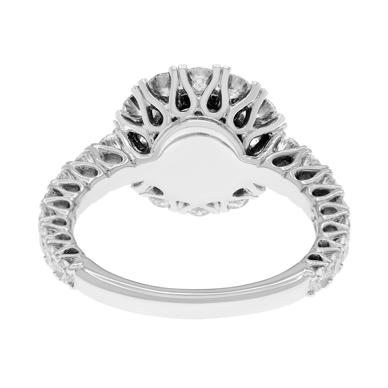 Exclusive 18K White Gold 1.78 Carat Halo Diamond Ring — 5.5 — Back View