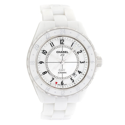 Exclusive Chanel White Ceramic J12 GMT H2126 — Front View