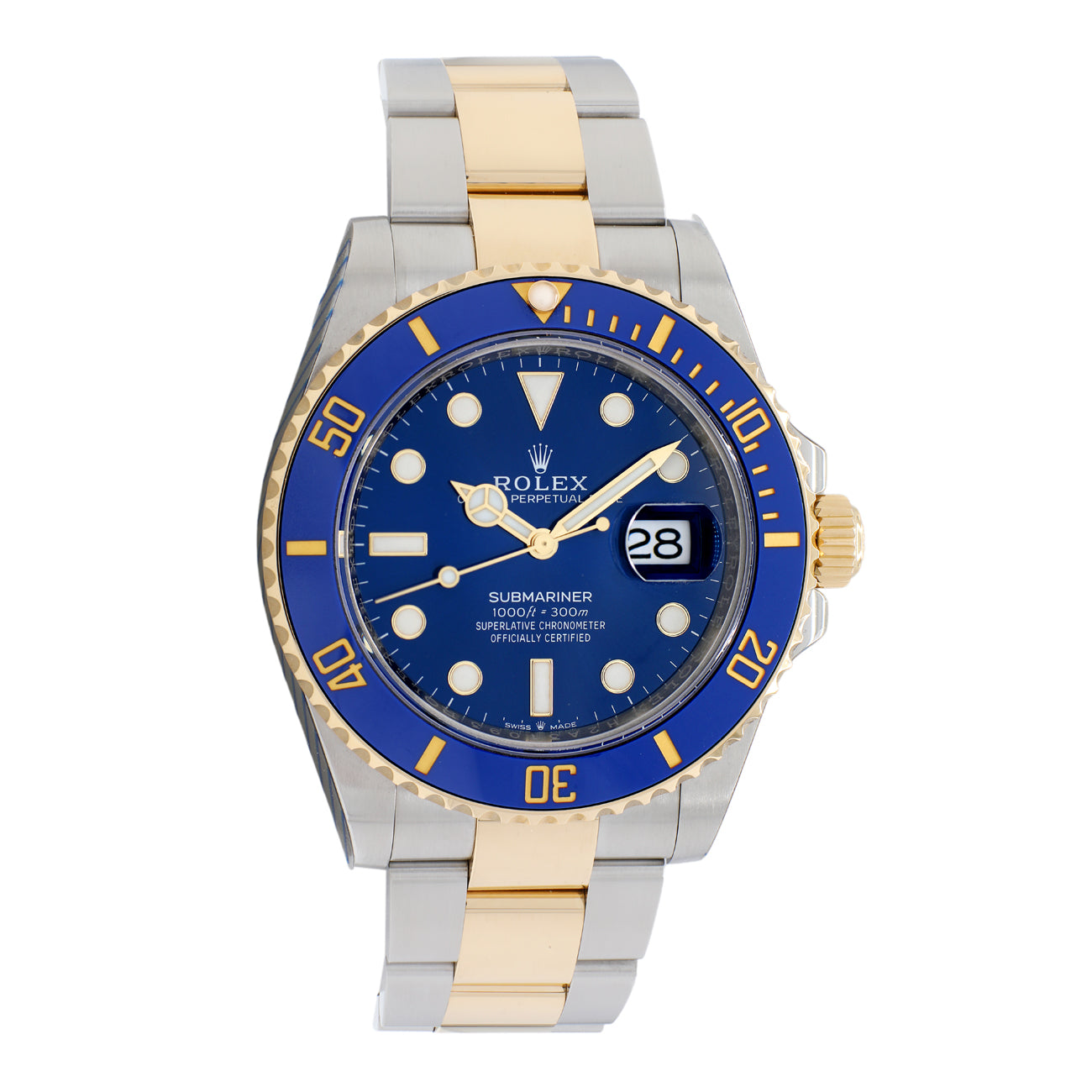 Exclusive Rolex 18K Yellow Gold Stainless Steel Submariner 126613LB — Front View