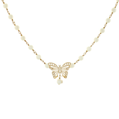 Exclusive Christian Dior Pearl Butterfly Necklace — Side View