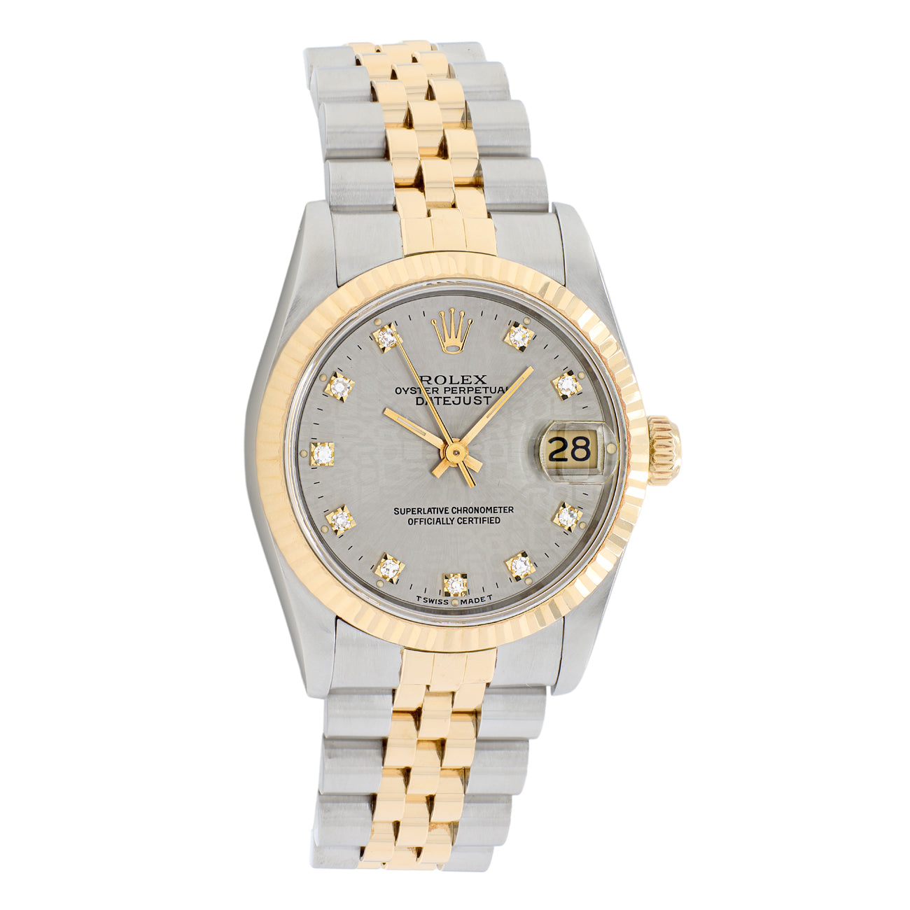Exclusive Rolex Stainless Steel 18K Yellow Gold Diamond Datejust 31 68273 — Front View